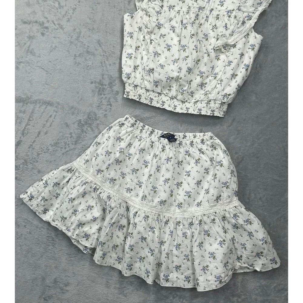 Polo Ralph Lauren Girls Sz: 8 White Floral Skirt & Top Set